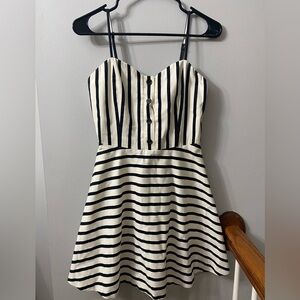Alice + Olivia Nella Black and Cream Mini Dress